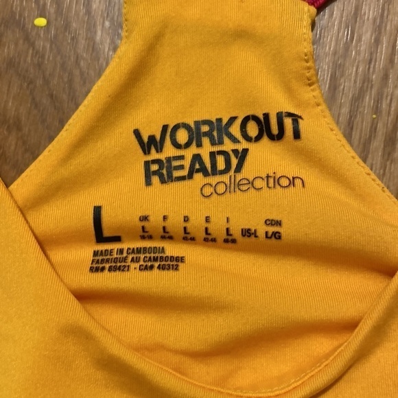 REEBOK WorkOut Ready Collection Mustard Yellow Racerback Tank Top  Bra Support - Picture 6 of 8
